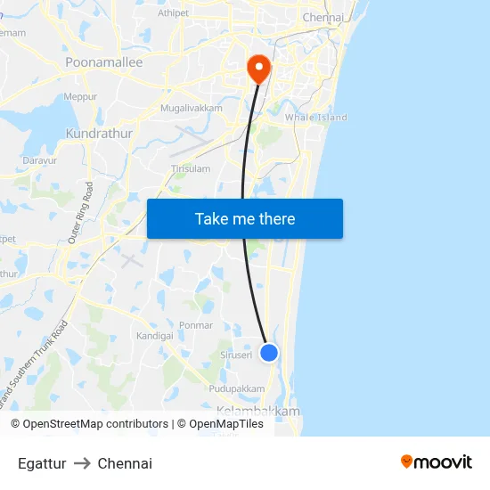 Egattur to Chennai map