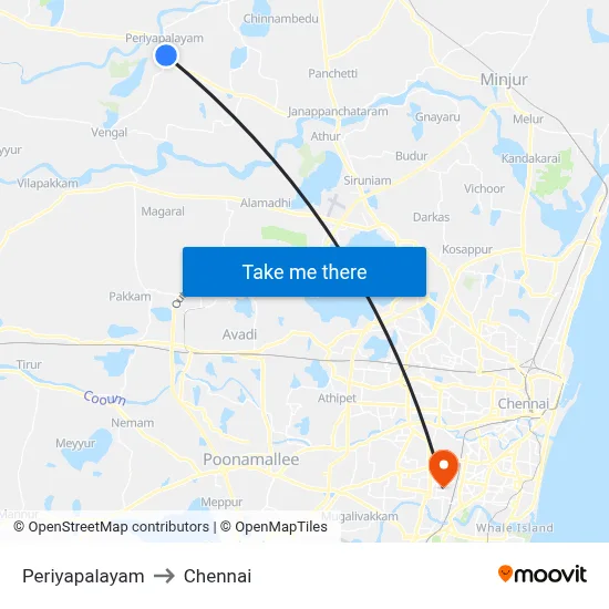Periyapalayam to Chennai map