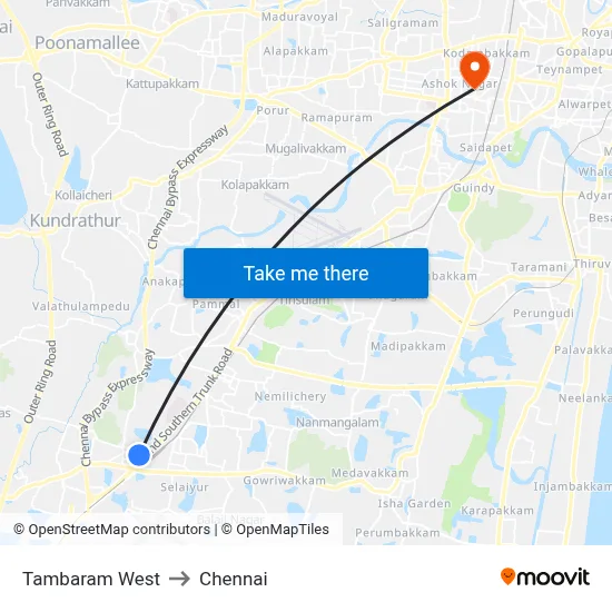 Tambaram West to Chennai map
