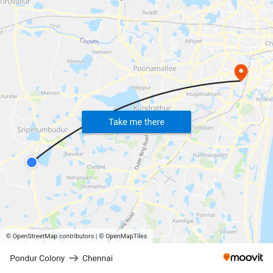 Pondur Colony to Chennai map