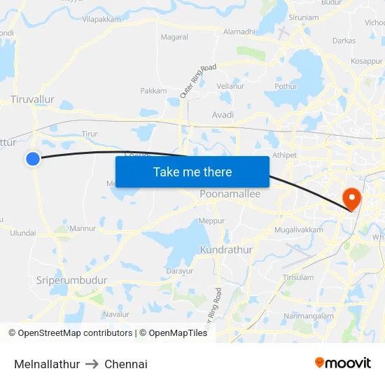 Melnallathur to Chennai map