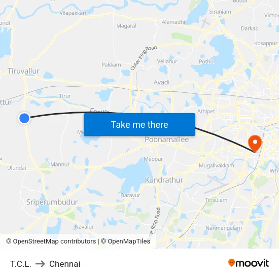 T.C.L. to Chennai map
