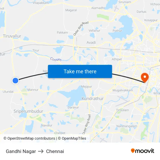 Gandhi Nagar to Chennai map