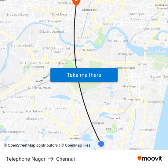 Telephone Nagar to Chennai map