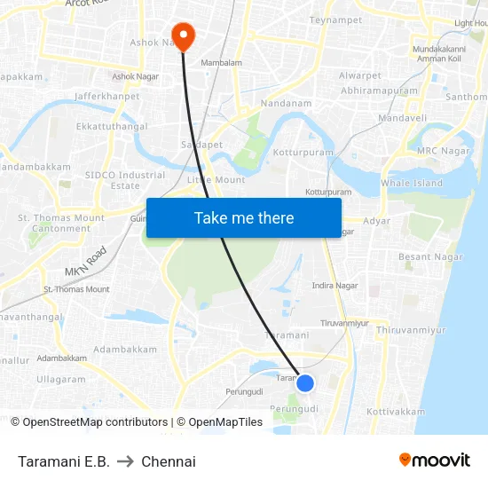 Taramani E.B. to Chennai map