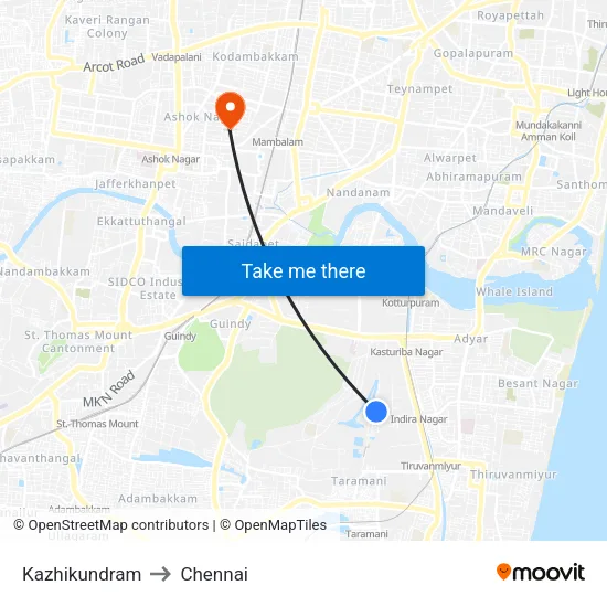 Kazhikundram to Chennai map