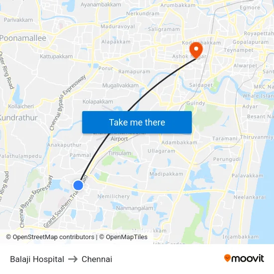 Balaji Hospital to Chennai map