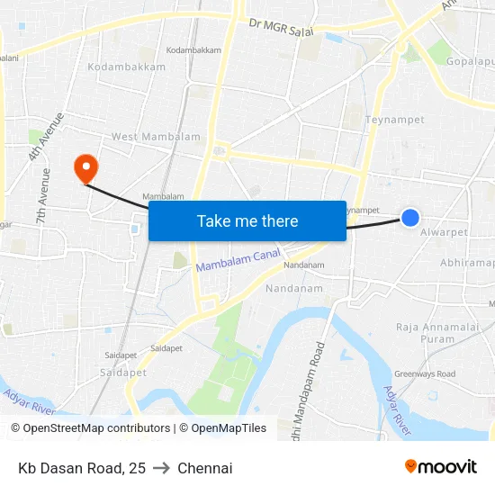 Kb Dasan Road, 25 to Chennai map
