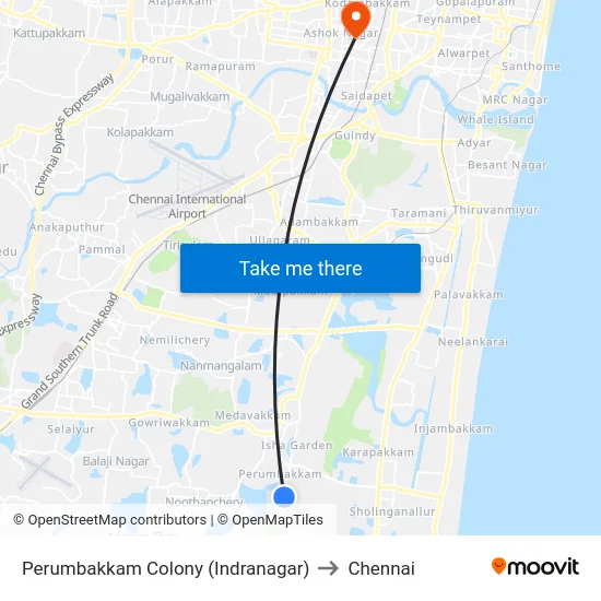Perumbakkam Colony (Indranagar) to Chennai map