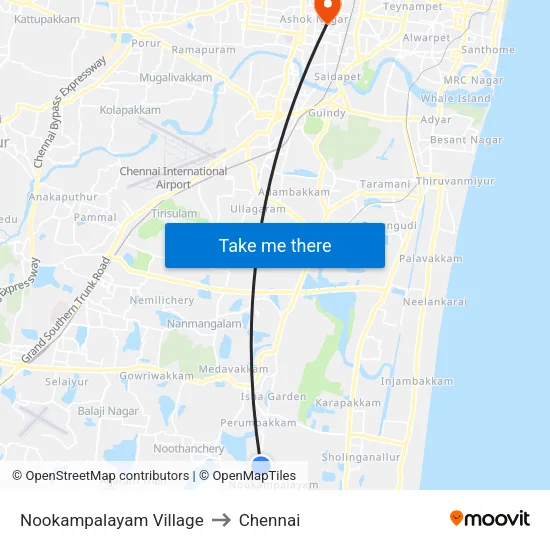 Nookampalayam Village to Chennai map
