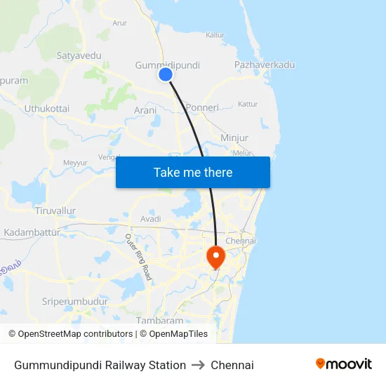 Gummundipundi Railway Station to Chennai map