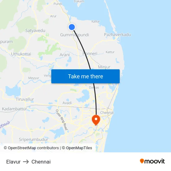 Elavur to Chennai map