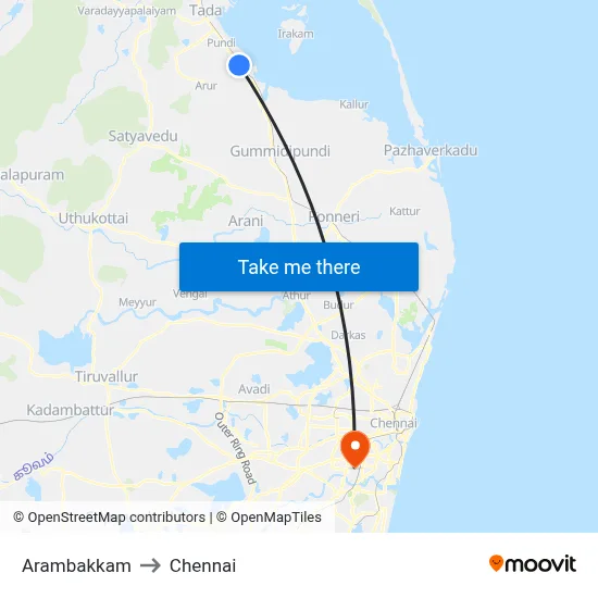 Arambakkam to Chennai map