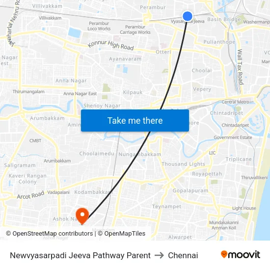 Newvyasarpadi Jeeva Pathway Parent to Chennai map