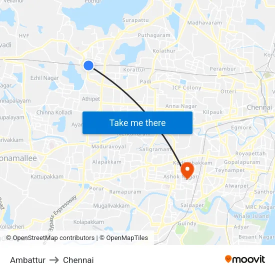 Ambattur to Chennai map