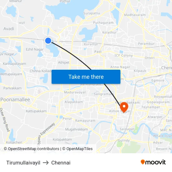 Tirumullaivayil to Chennai map