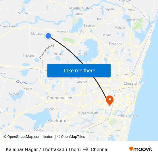 Kalainar Nagar / Thottakadu Theru to Chennai map