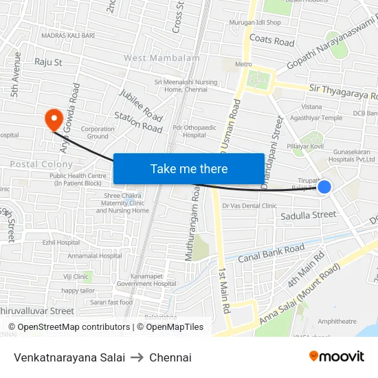 Venkatnarayana Salai to Chennai map