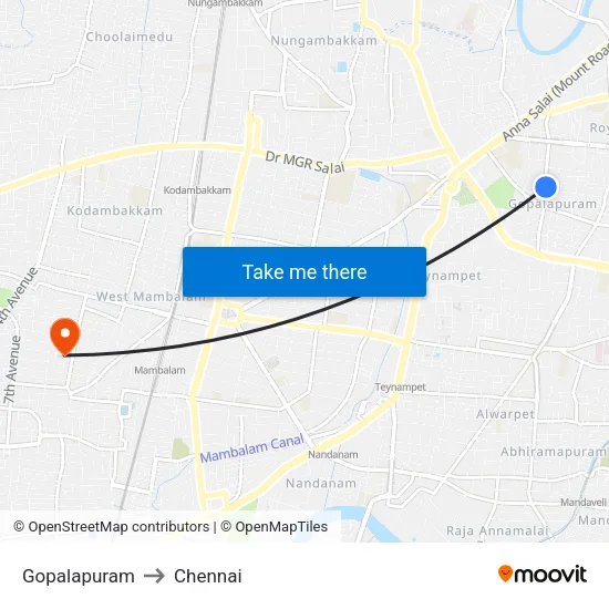Gopalapuram to Chennai map