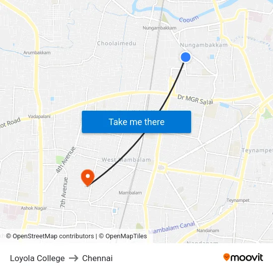 Loyola College to Chennai map