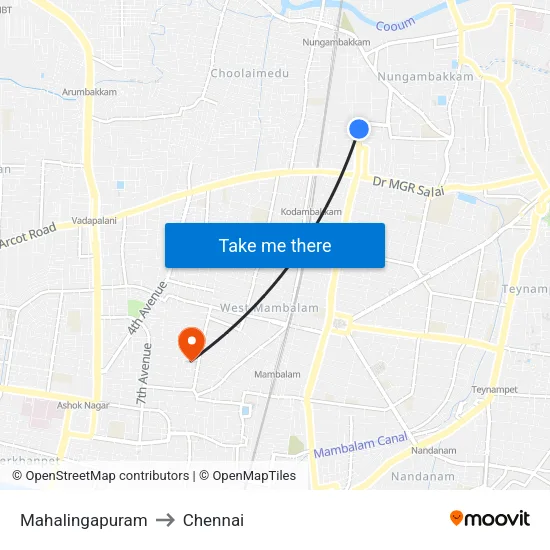 Mahalingapuram to Chennai map
