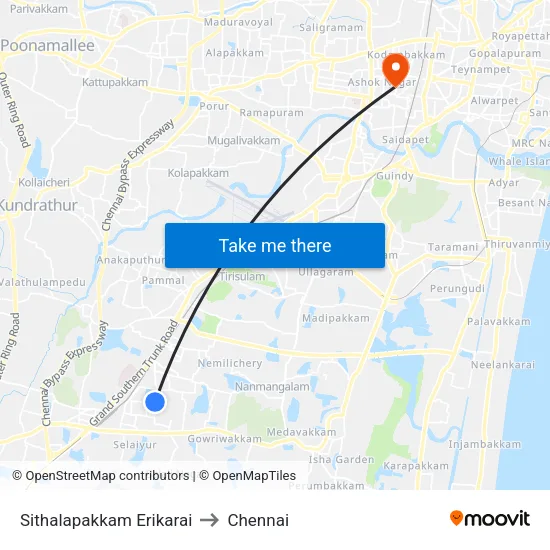 Sithalapakkam Erikarai to Chennai map