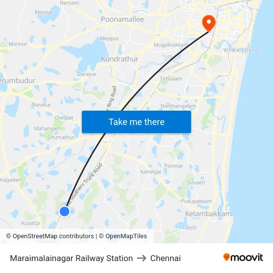 Maraimalainagar Railway Station to Chennai map