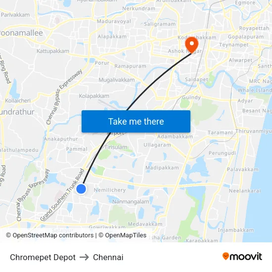 Chromepet Depot to Chennai map