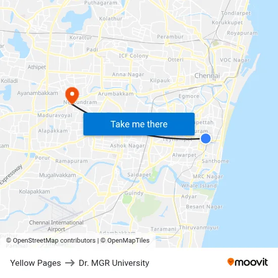 Yellow Pages to Dr. MGR University map