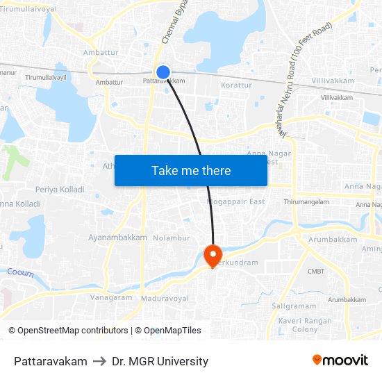 Pattaravakam to Dr. MGR University map