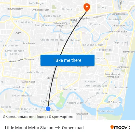 Little Mount Metro Station to Ormes road map