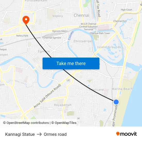 Kannagi Statue to Ormes road map