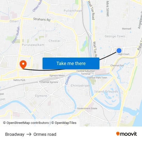 Broadway to Ormes road map