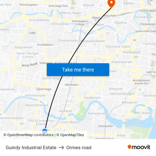 Guindy Industrial Estate to Ormes road map