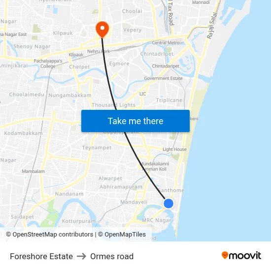 Foreshore Estate to Ormes road map
