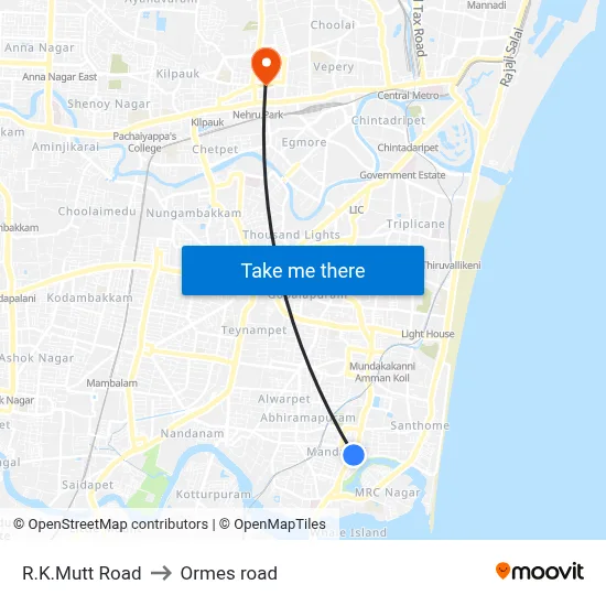 R.K.Mutt Road to Ormes road map