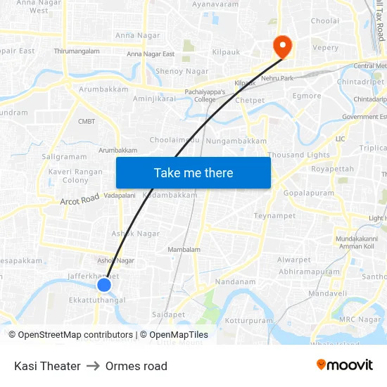 Kasi Theater to Ormes road map