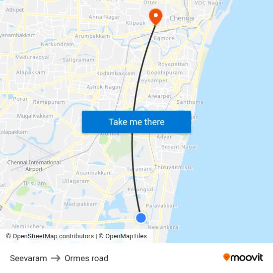 Seevaram to Ormes road map