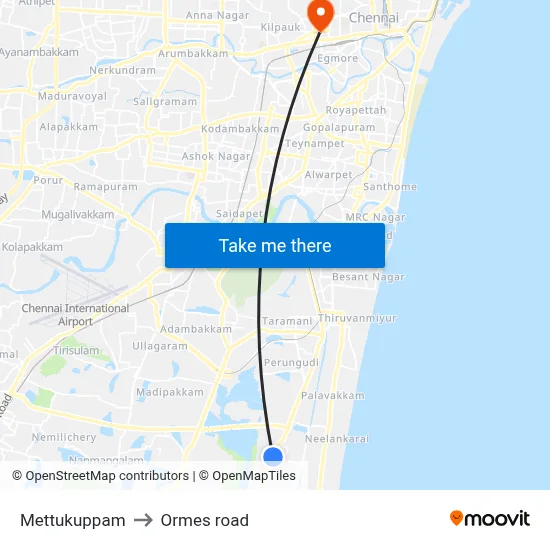 Mettukuppam to Ormes road map