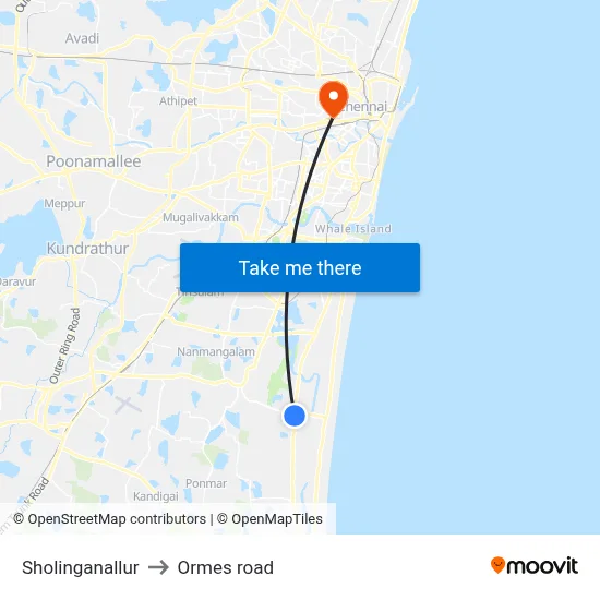 Sholinganallur to Ormes road map