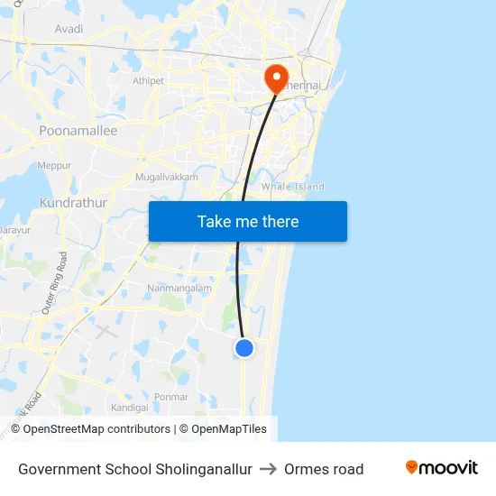 Government School Sholinganallur to Ormes road map