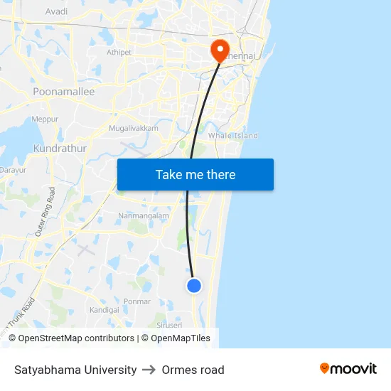 Satyabhama University to Ormes road map