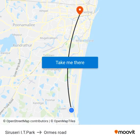 Siruseri I.T.Park to Ormes road map