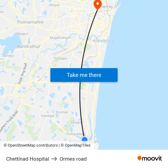 Chettinad Hospital to Ormes road map