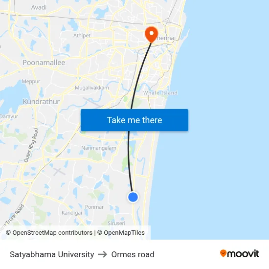 Satyabhama University to Ormes road map