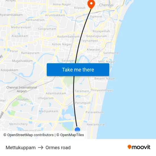 Mettukuppam to Ormes road map