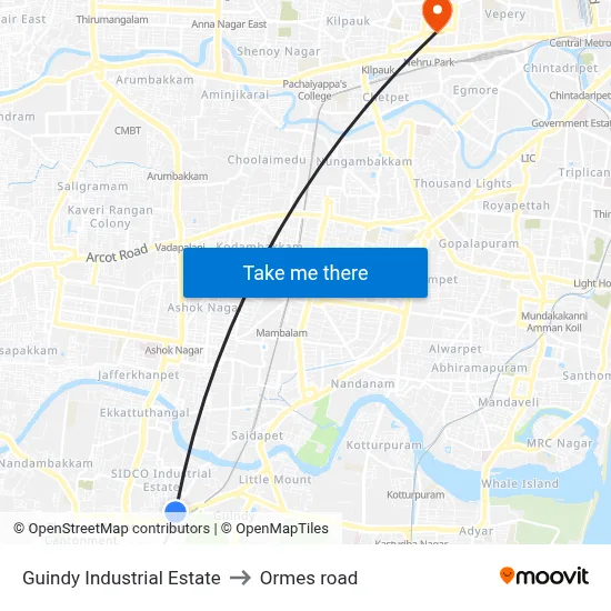 Guindy Industrial Estate to Ormes road map