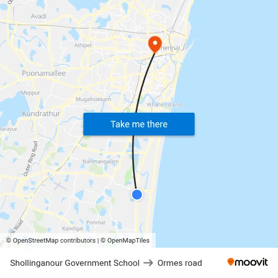 Shollinganour Government School to Ormes road map