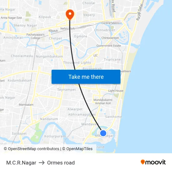M.C.R.Nagar to Ormes road map