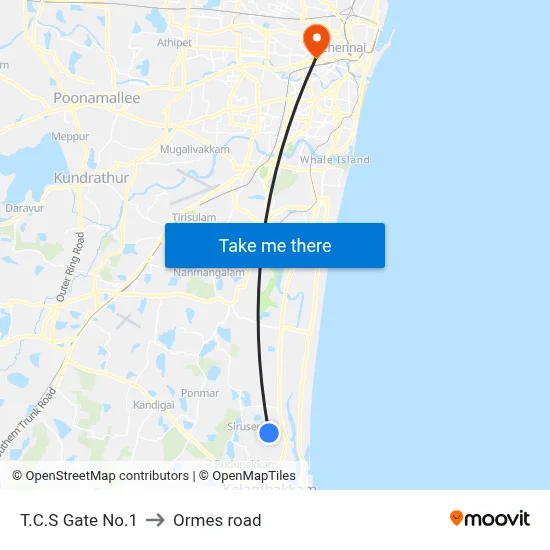 T.C.S Gate No.1 to Ormes road map